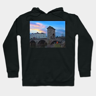 Monnow bridge, Monmouth, Wales, at sunset Hoodie